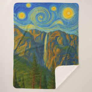 Yosemite Valley Yosemite National Park ala van Gog Sherpa Blanket