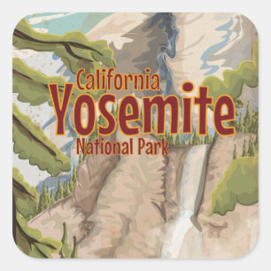 Yosemite Vintage Poster Square Sticker