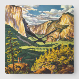 Yosemite Vintage Travel Art Square Wall Clock
