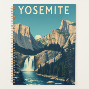 Yosemite Waterfall California Vintage Retro Planner
