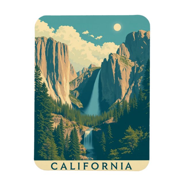 Yosemite Waterfall Vintage Retro  Magnet (Vertical)
