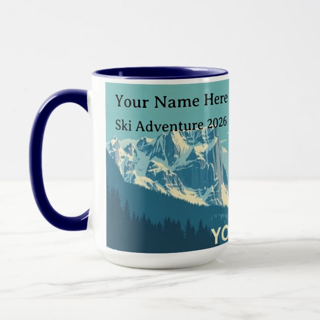 Yosemite Winter Retro: Half Dome & Snow Peaks Mug (Left)