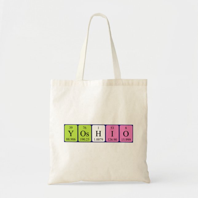 Yoshio periodic table name tote bag (Front)