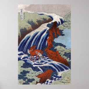 Yoshitsune Umarai waterfall at Yoshino in Washū Poster