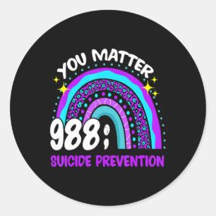 You 988 Suicide Prevention Awareness Leopar  Classic Round Sticker