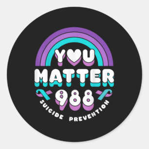 You 988 Suicide Prevention Awareness Rainbow Ribbo Classic Round Sticker