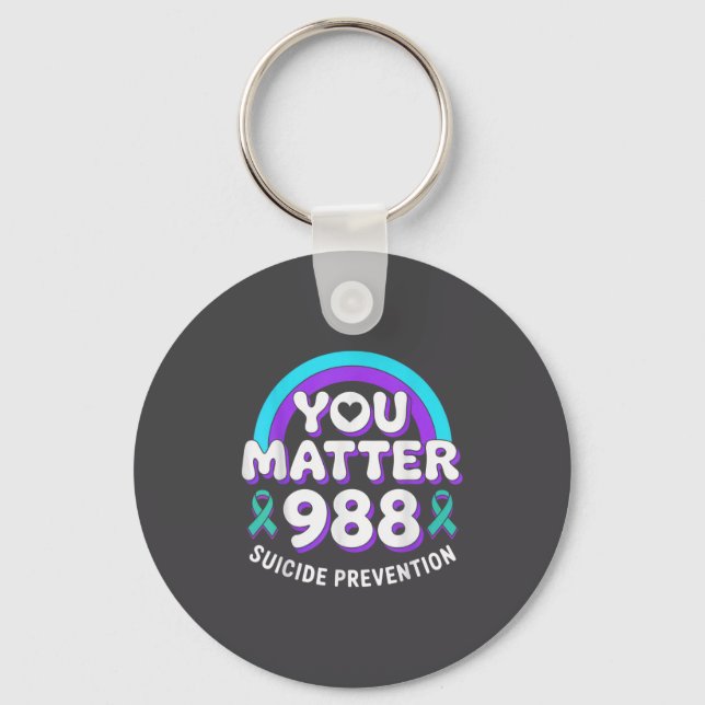 You 988 Suicide Prevention Awareness Rainbow Ribbo Key Ring (Front)