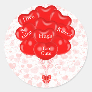 You Add Words Valentine's Day Cut Red Hearts Classic Round Sticker