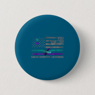 You American Flag Suicide Prevention Awareness  6 Cm Round Badge