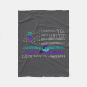 You American Flag Suicide Prevention Awareness Fleece Blanket