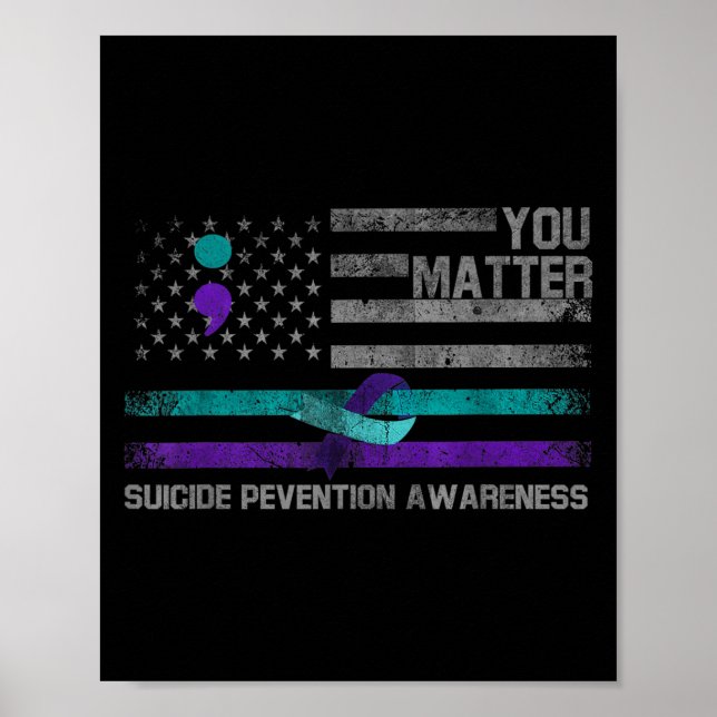 You American Flag Suicide Prevention Awareness  Poster (Front)