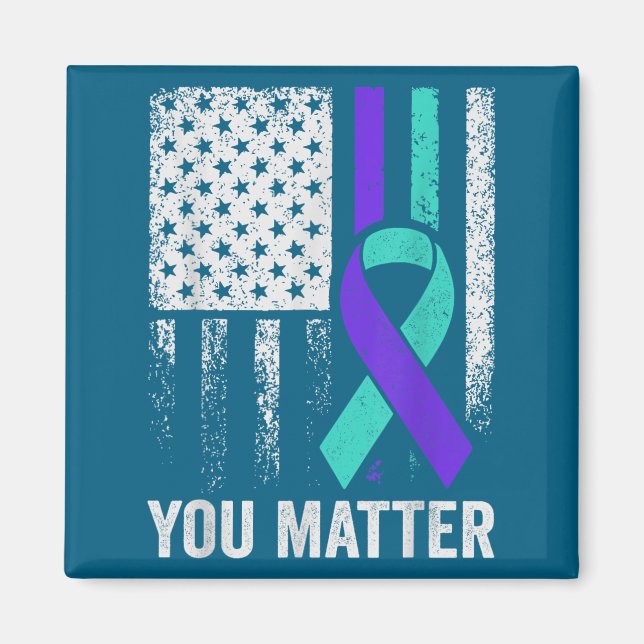 You American Flag Teal Purple Men Mental Health  Magnet (Front)