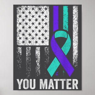 You American Flag Teal Purple Men Mental Health Poster