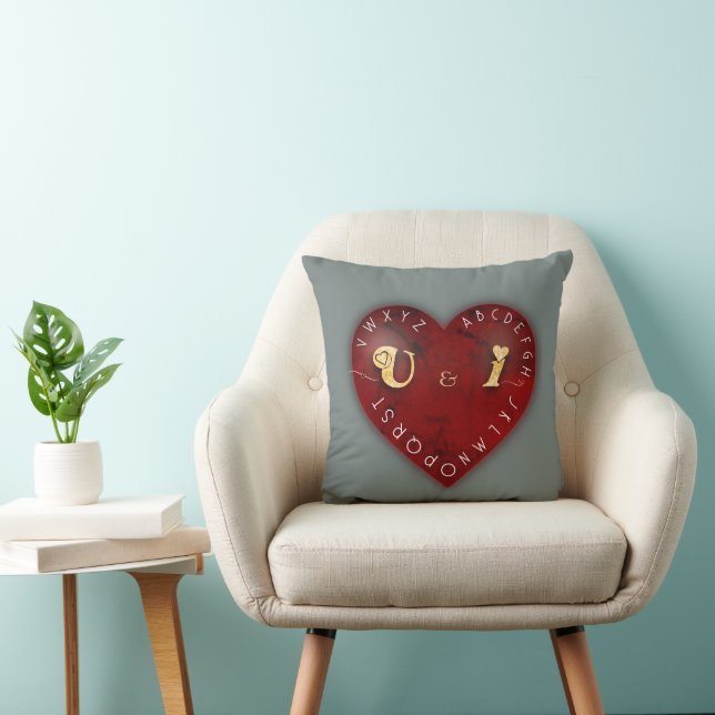 You and I - alphabet game on a red heart Cushion (Chair)
