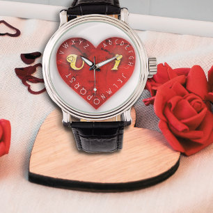 You and I - alphabet game on a red heart Watch