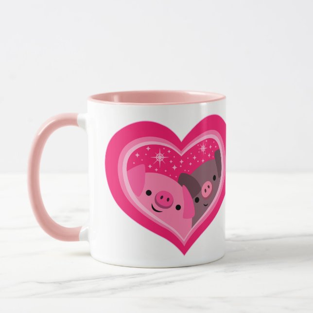 You And Me (Cute Cartoon Pigs) Mug (Left)