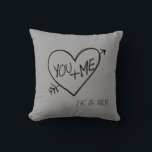 You and Me Heart Cushion<br><div class="desc">You and me heart grey and black pillow you can personalise with his and hers initials. You can also change the colour of the pillow by clicking the customise button and choosing a different colour.</div>