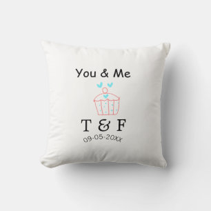 You and me love cup cake red valentine's day name cushion