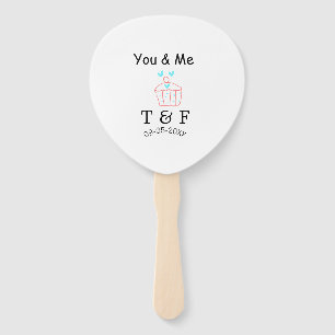 You and me love cup cake red valentine's day name hand fan