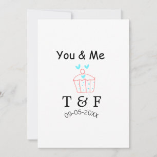 You and me love cup cake red valentine's day name  invitation