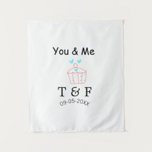 You and me love cup cake red valentine's day name tapestry