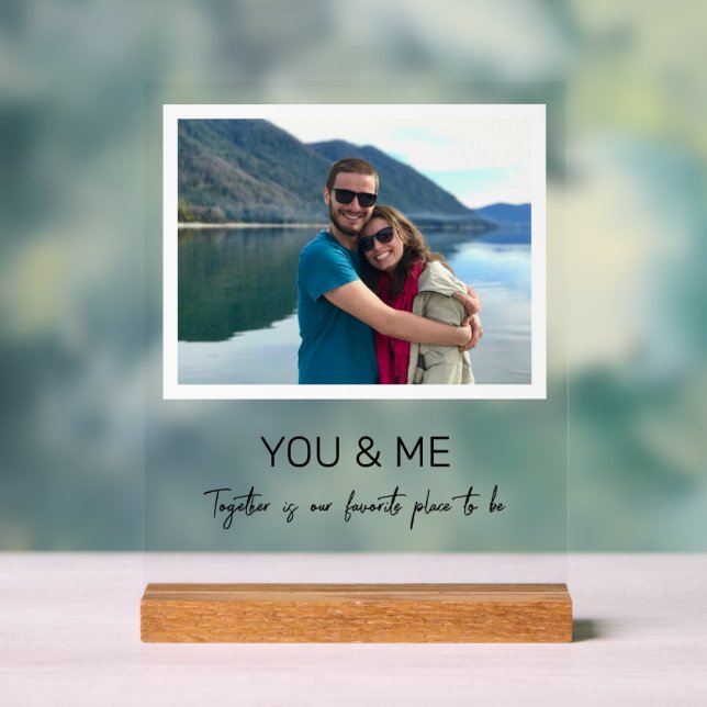 You and Me Photo and Personalised Text Acrylic Sign (Neutral)