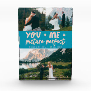 You and Me Picture Perfect Newlywed Aqua Blue Photo Block