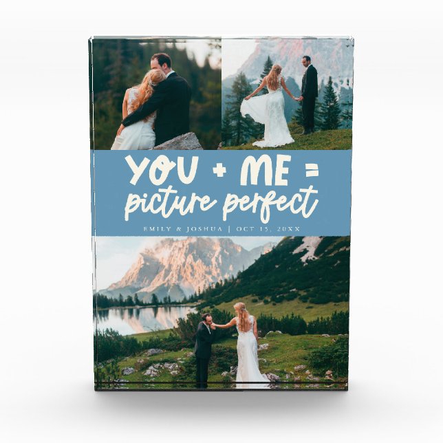 You and Me Picture Perfect Newlywed Denim Blue Photo Block (Front)