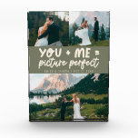 You and Me Picture Perfect Newlywed Sage Green Photo Block<br><div class="desc">Whimsical and playful wedding keepsake featuring 3 photos of the newlyweds with a typography text that says "you   me = picture perfect." Sage green.</div>
