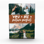 You and Me Picture Perfect Newlywed Terracotta Photo Block<br><div class="desc">Whimsical and playful wedding keepsake featuring 3 photos of the newlyweds with a typography text that says "you   me = picture perfect." Terracotta.</div>