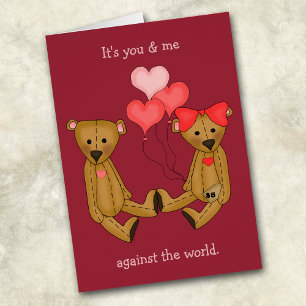 You and Me Teddy Bears Valentine Card