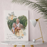 You and Me Together Heart Shaped Gold Photo Frame Faux Canvas Print<br><div class="desc">Custom Photo Canvas displaying your favourite photo in a geometric heart shaped gold frame. The frame is decorated with watercolor bouquets of cream and apricot flowers. It is lettered with the wording "You and Me Together Nothing Gets Better" in elegant casual, handwritten script on a neutral, almond white background, all...</div>
