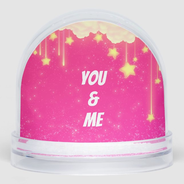 You and Me Wedding Snow Globe Pink (Front)