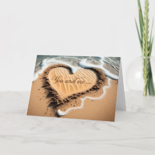 You and Me Written in the Sand Love Romance Card