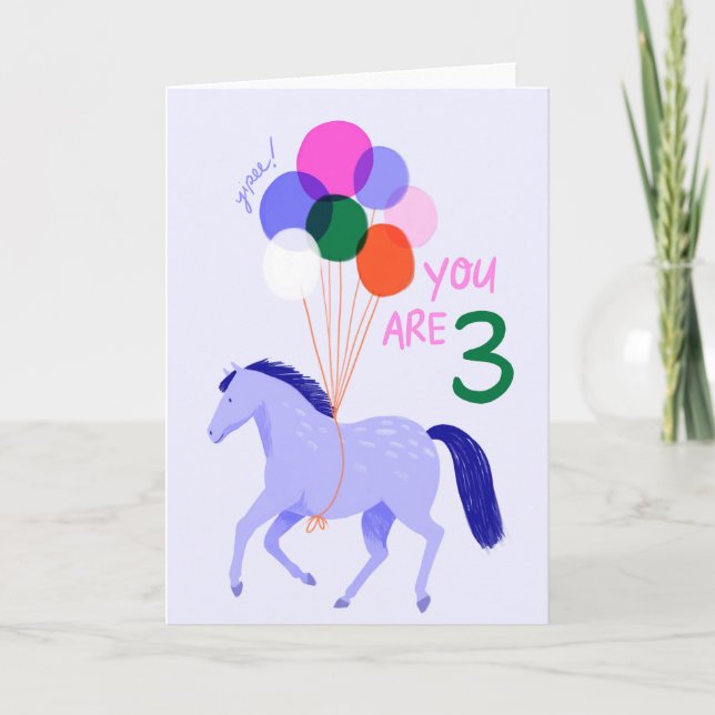 You Are 3, Horse Birthday Card (Front)