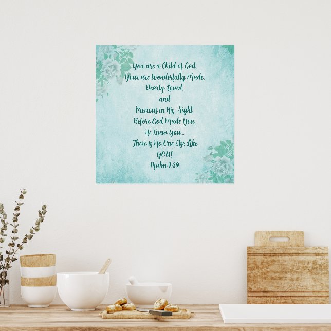 You Are A Child of God Poster Wall Art Scripture  (Kitchen)