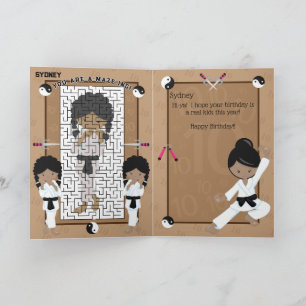 You are A-Maze-ing Black Girls Karate Birthday Card