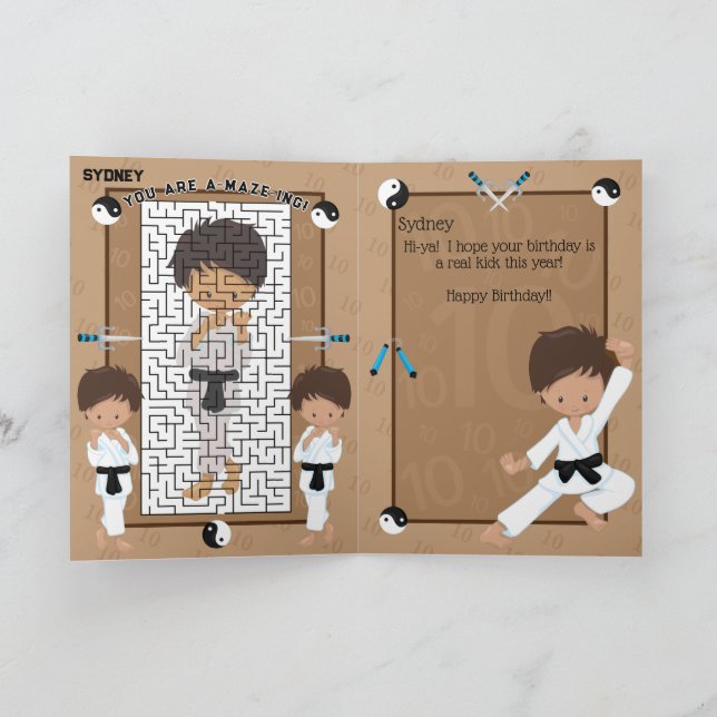 You are A-Maze-ing Ethnic Boys Karate Birthday Card (Inside)