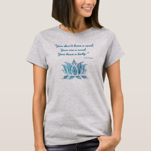 “You are a soul” Lotus Flower Word Cloud Blues T-Shirt