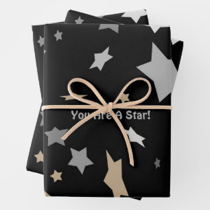 You Are A Star! Elegant Modern Black Wrapping Paper Sheet