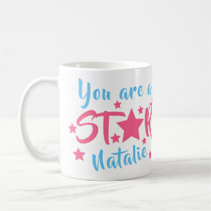 You are a Star Pink Stars Personalised Name Coffee Mug