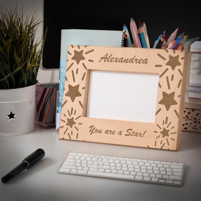 You Are A Star Script Elegant Modern Wooden Etched Frames (You Are A Star Script Elegant Modern Wooden Etched Frames is great to give to that wonderful person.)