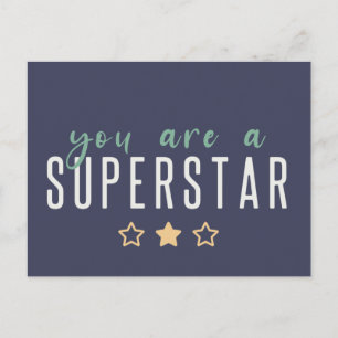 You are a Superstar   Modern Navy Gold Star Hero Postcard