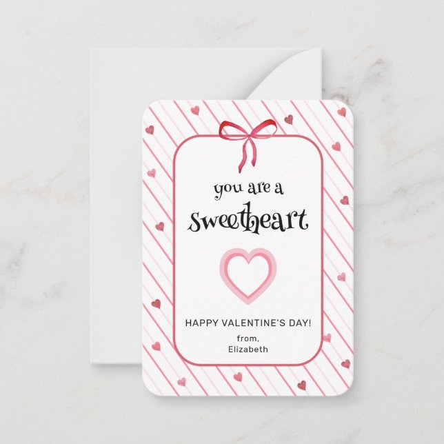 You Are A Sweetheart Classroom Valentine Card (Front)