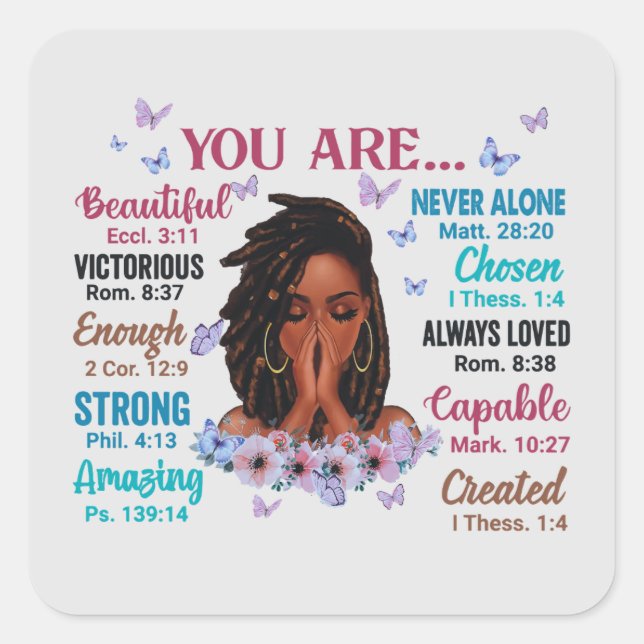 You Are African Melanin Black Woman SIsta Square Sticker (Front)