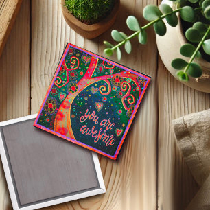 You are Amazing Cute Whimsical Tree Floral Magnet