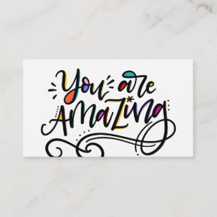 You Are Amazing, hand lettered Business Card
