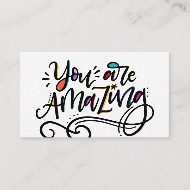 You Are Amazing, hand lettered Business Card (Front)