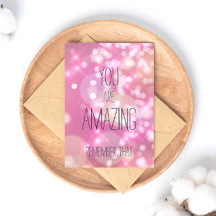 You are Amazing - Pink Glitter Inspirational Quote Postcard