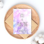 You are Amazing - Purple Bokeh Inspirational Quote Postcard<br><div class="desc">NewParkLane - Inspirational Postcard, with a sweet quote 'You are amazing. Remember that', in modern typography, against a purple and blue shimmery, sparkling bokeh background. Cute design for any girl who loves a bit of glitter and glamour! Also makes a cute Valentine's Day card. Easy to customise in Zazzle with...</div>